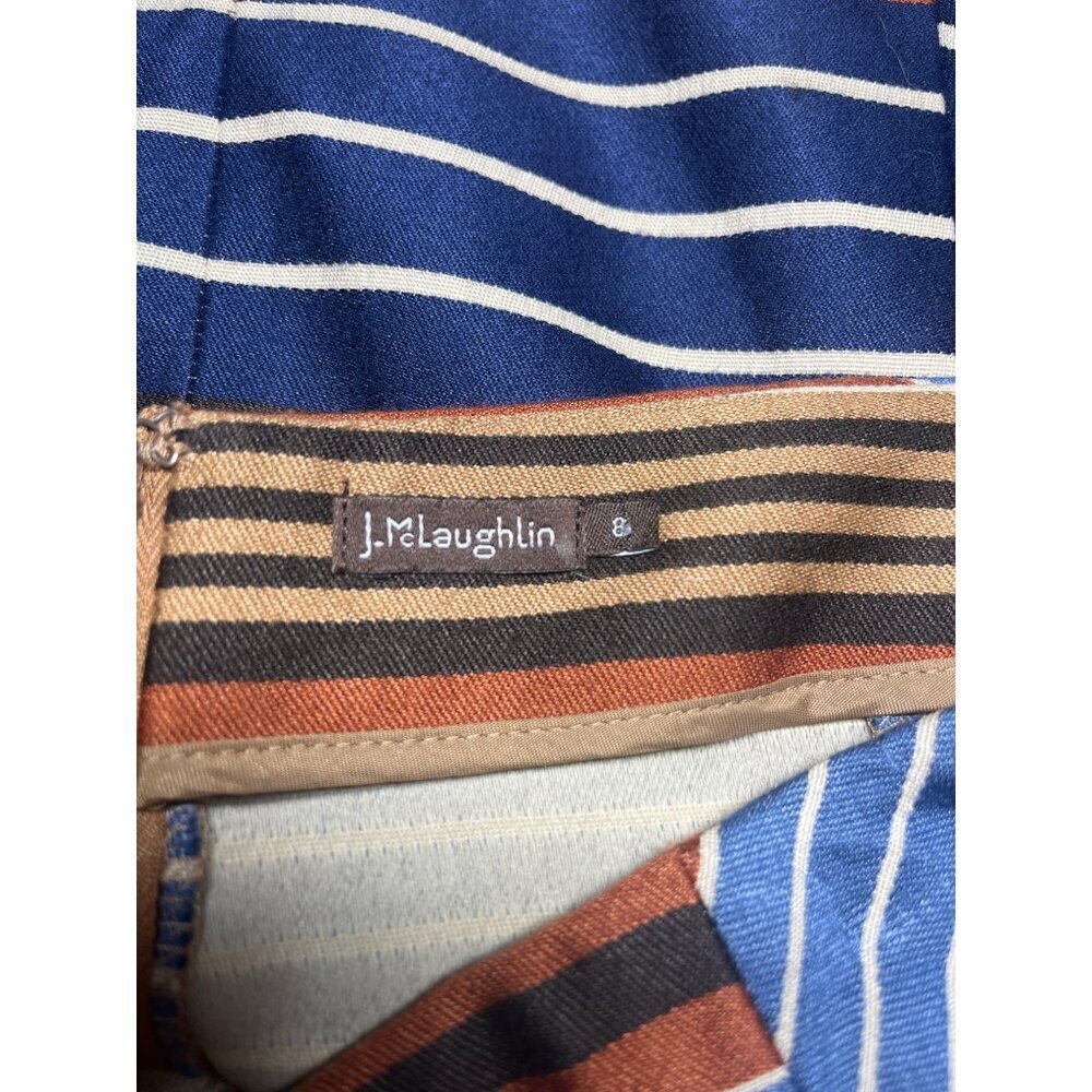 J. McLaughlin Montecito Pencil Skirt Indigo Stripe Women's Size 8 Multicolor - Picture 3 of 6